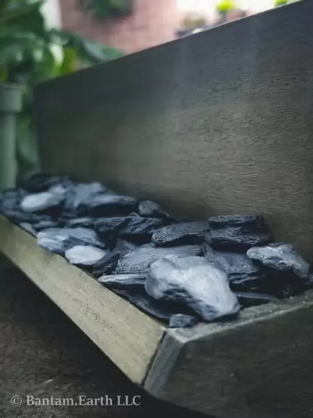 Slate rocks in a planter box